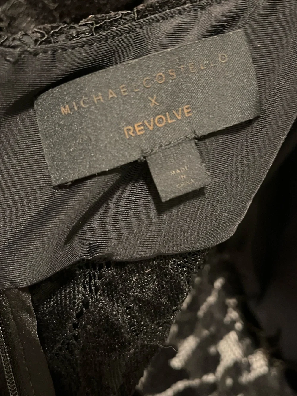 Michael Costello x Revolve Black Lace Long-Sleeve Bodysuit
